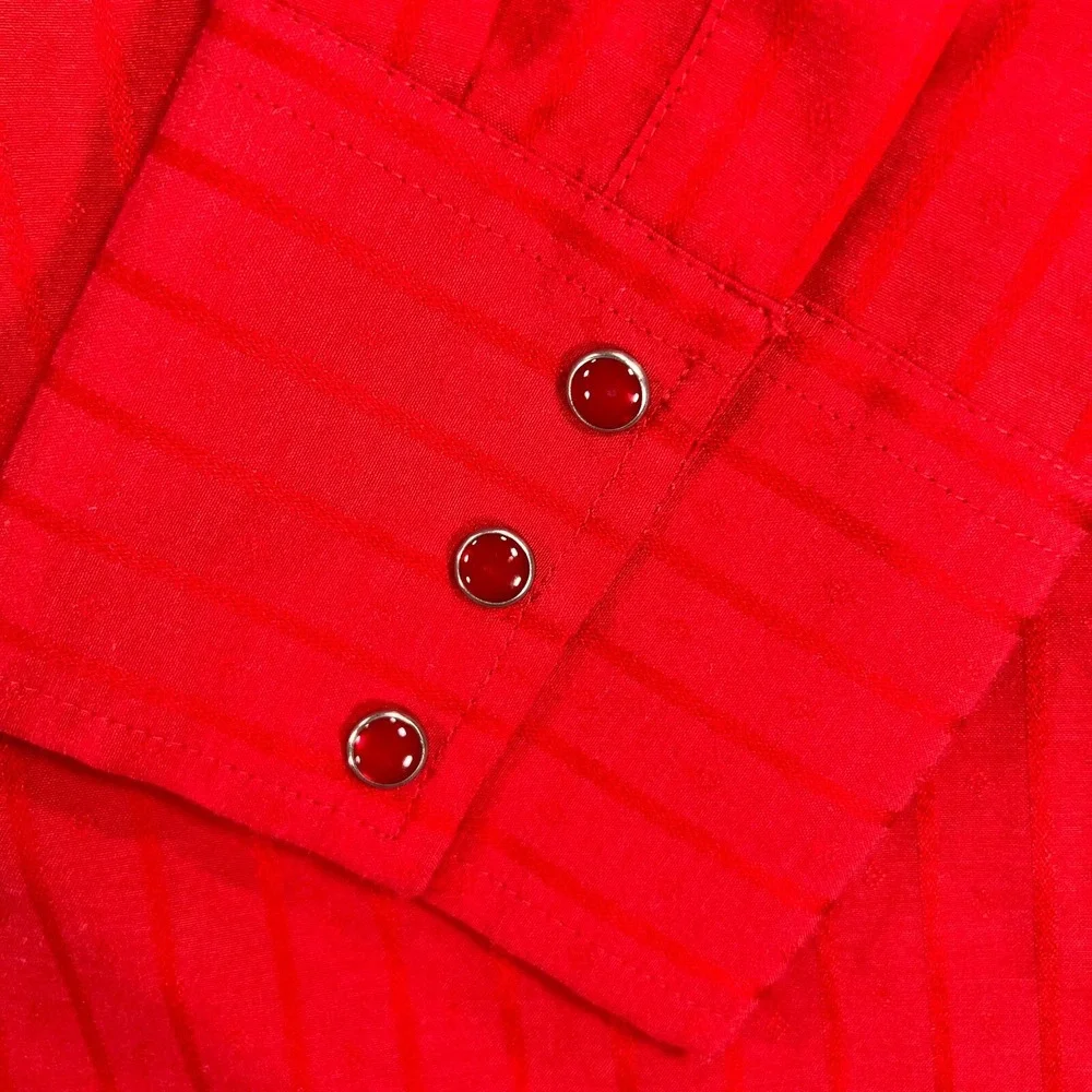 Wrangler Shirt Mens Large Tall Red Long Sleeve Pearl Snap Western Ranch Dress